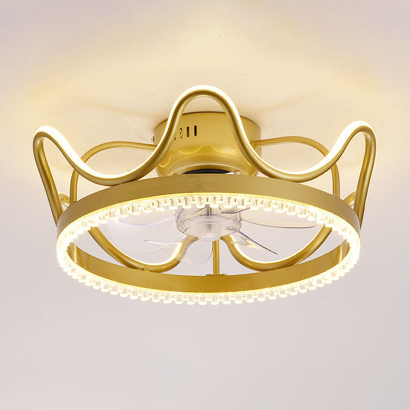 2 Light Ceiling Fan Light Modern Style Metal Ceiling Fan Light for Children's Room