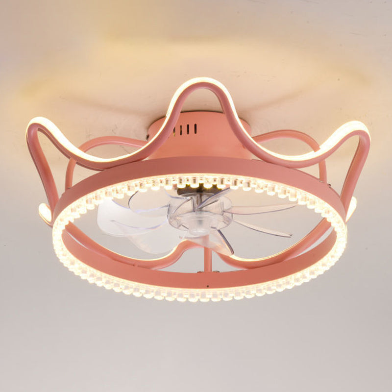 2 Light Ceiling Fan Light Modern Style Metal Ceiling Fan Light for Children's Room