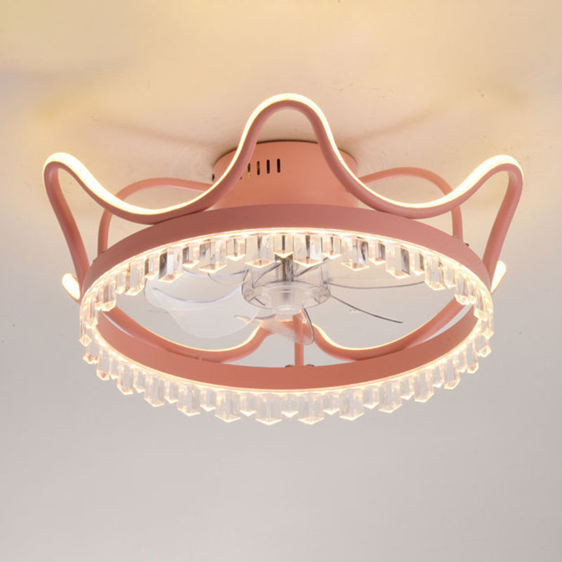 2 Light Ceiling Fan Light Modern Style Metal Ceiling Fan Light for Children's Room