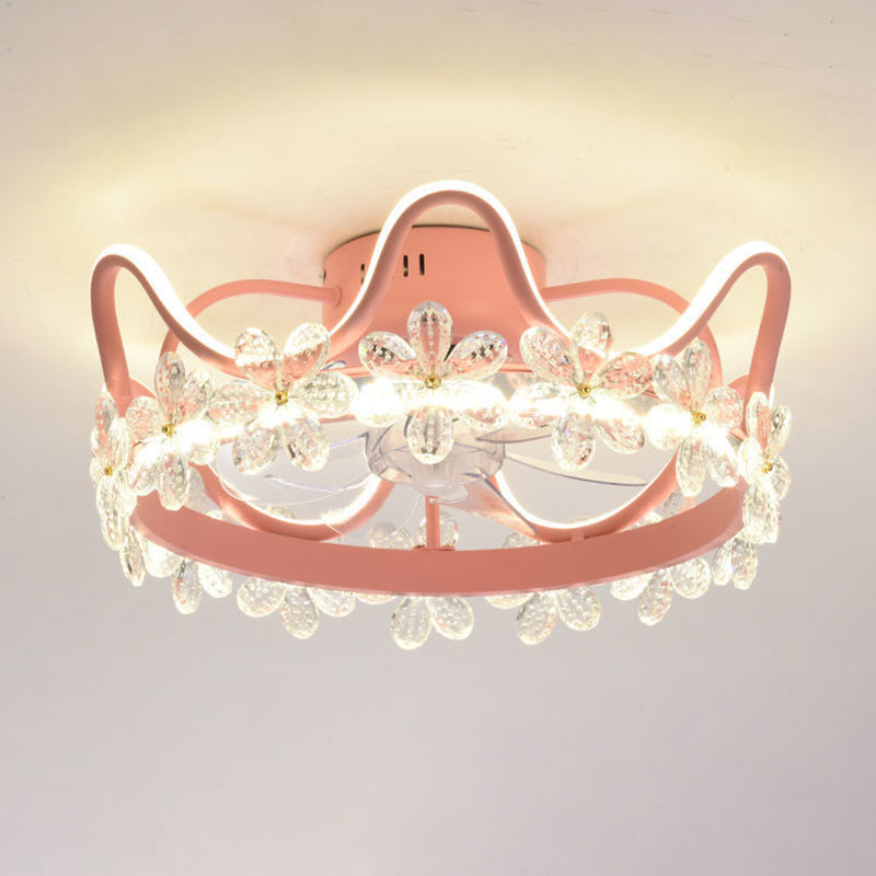 2 Light Ceiling Fan Light Modern Style Metal Ceiling Fan Light for Children's Room