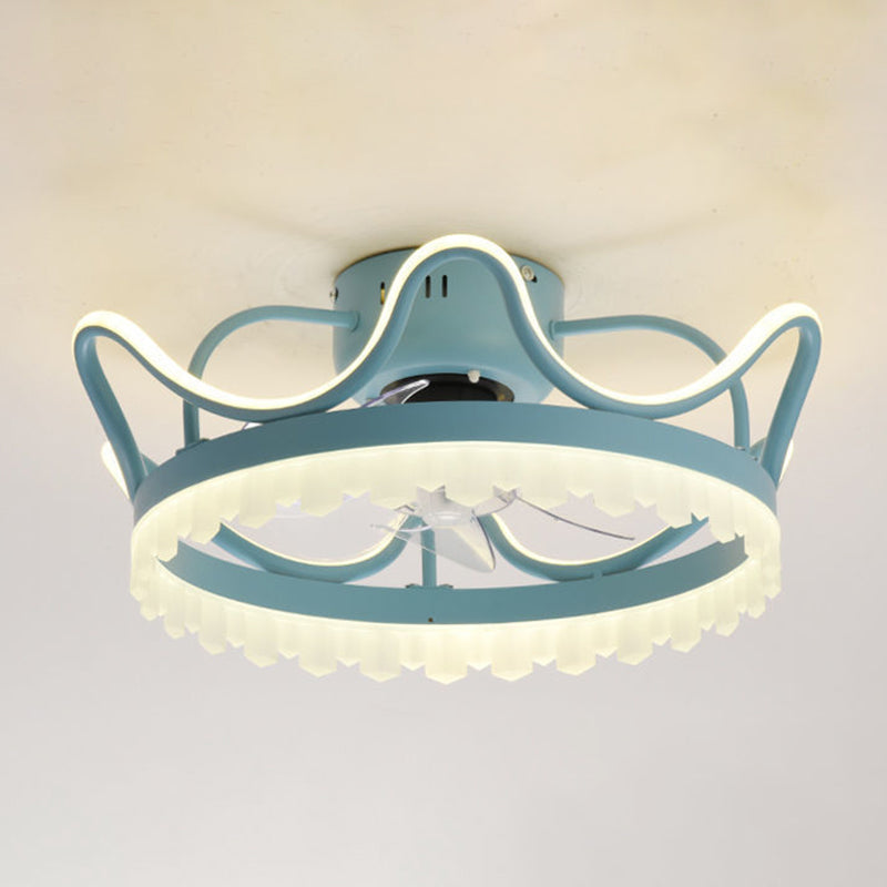 2 Light Ceiling Fan Light Modern Style Metal Ceiling Fan Light for Children's Room
