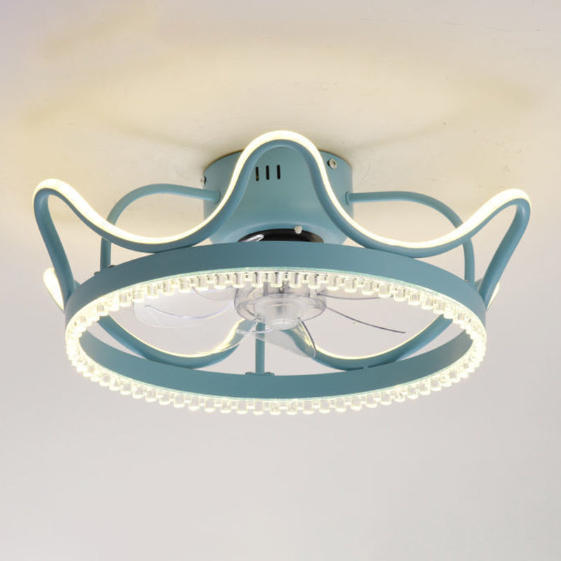 2 Light Ceiling Fan Light Modern Style Metal Ceiling Fan Light for Children's Room