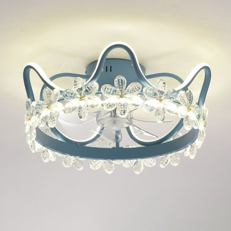 2 Light Ceiling Fan Light Modern Style Metal Ceiling Fan Light for Children's Room