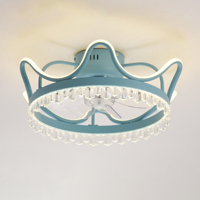 2 Light Ceiling Fan Light Modern Style Metal Ceiling Fan Light for Children's Room