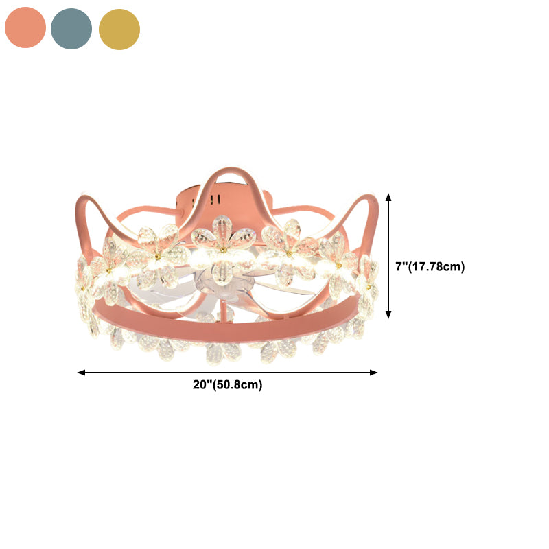 2 Light Ceiling Fan Light Modern Style Metal Ceiling Fan Light for Children's Room
