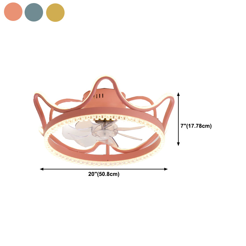 2 Light Ceiling Fan Light Modern Style Metal Ceiling Fan Light for Children's Room