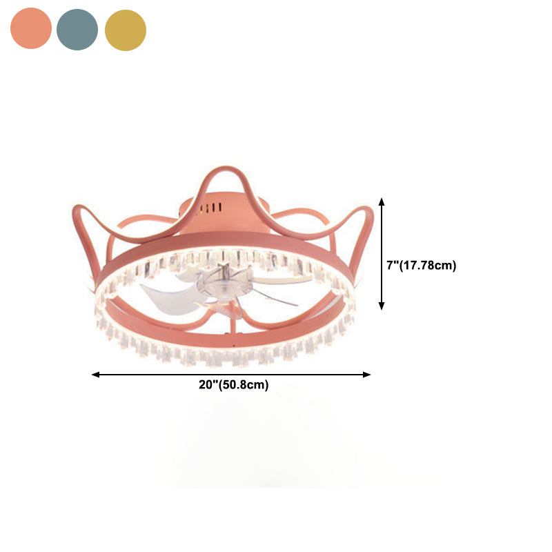 2 Light Ceiling Fan Light Modern Style Metal Ceiling Fan Light for Children's Room