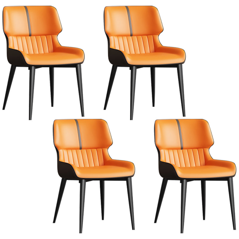 Contemporary Home Wingback Side Chair Matte Finish Leather Dining Chair