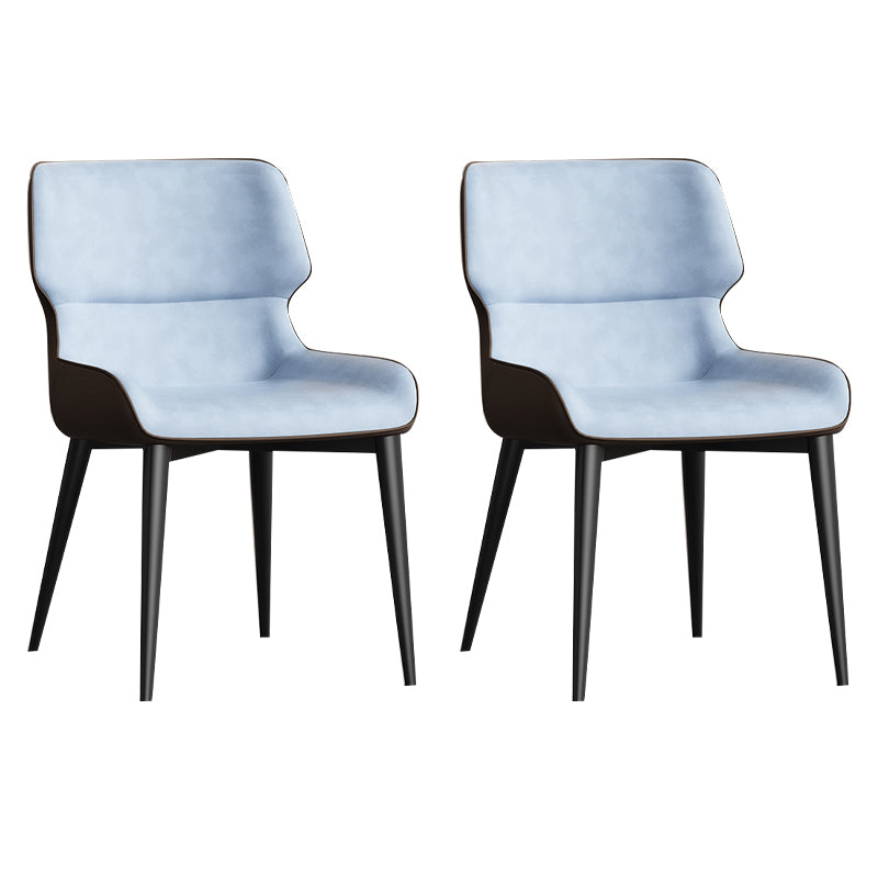 Contemporary Home Wingback Side Chair Matte Finish Leather Dining Chair