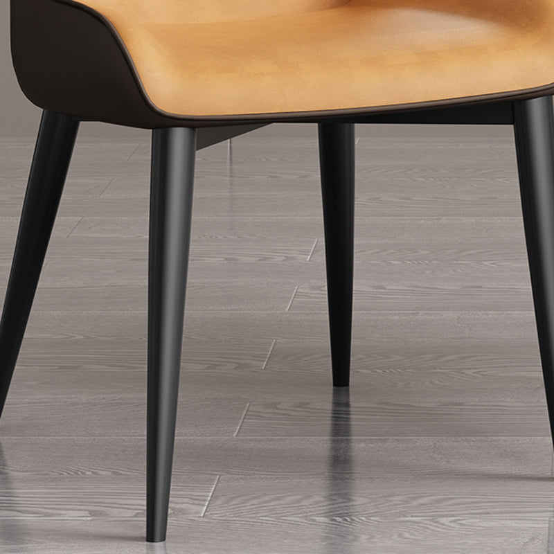 Contemporary Home Wingback Side Chair Matte Finish Leather Dining Chair