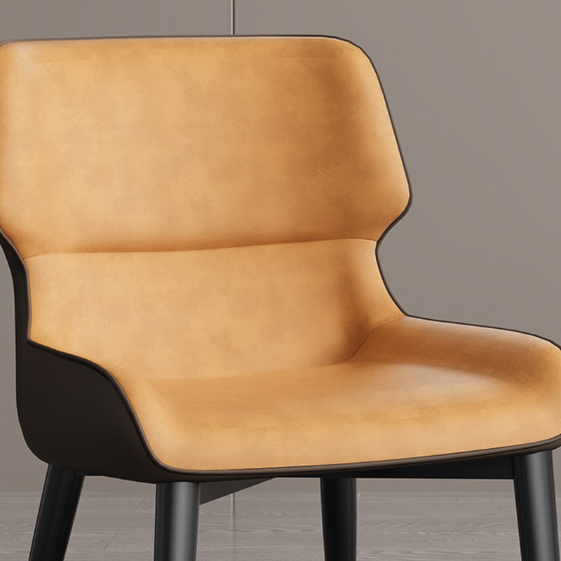 Contemporary Home Wingback Side Chair Matte Finish Leather Dining Chair
