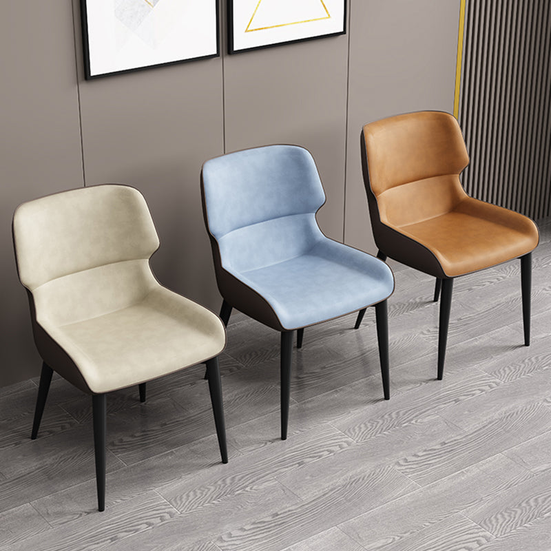 Contemporary Home Wingback Side Chair Matte Finish Leather Dining Chair