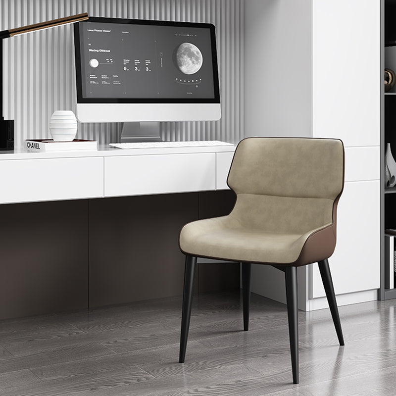 Contemporary Home Wingback Side Chair Matte Finish Leather Dining Chair