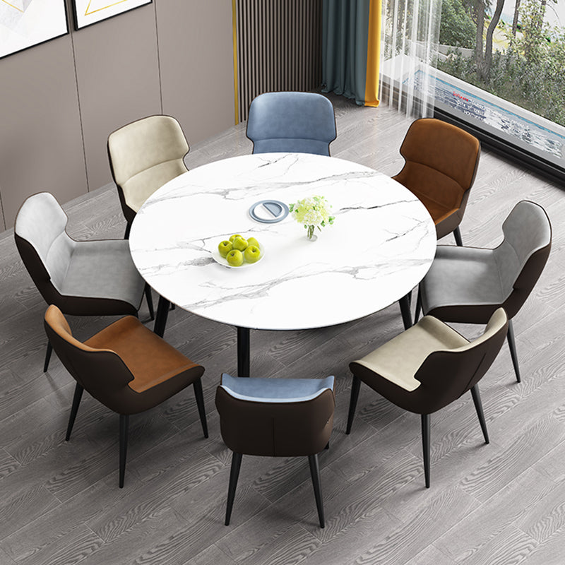 Contemporary Home Wingback Side Chair Matte Finish Leather Dining Chair