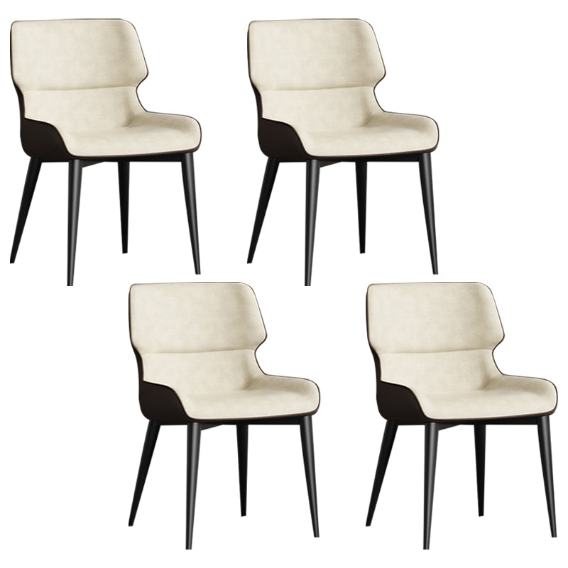 Contemporary Home Wingback Side Chair Matte Finish Leather Dining Chair