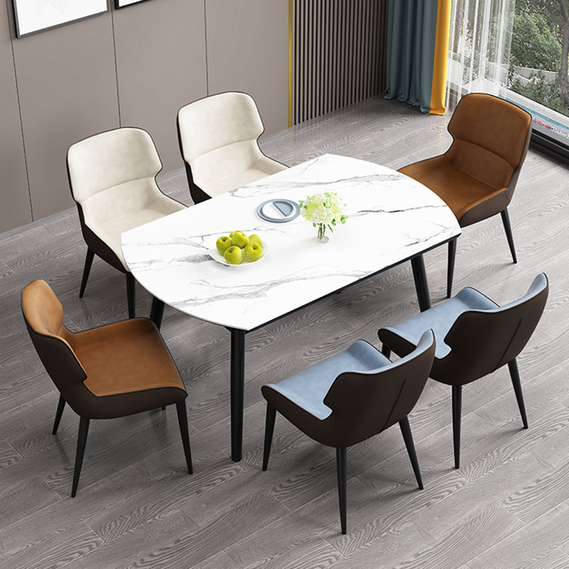 Contemporary Home Wingback Side Chair Matte Finish Leather Dining Chair