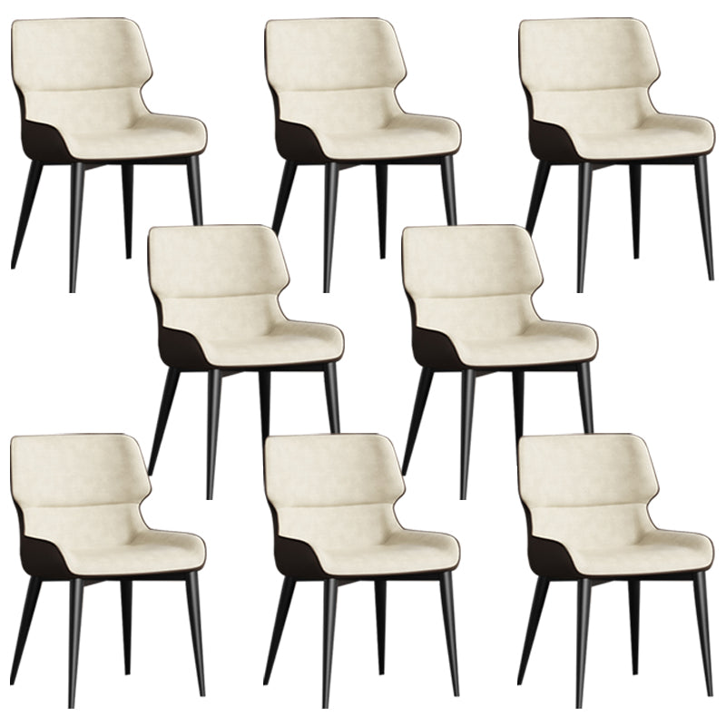 Contemporary Home Wingback Side Chair Matte Finish Leather Dining Chair