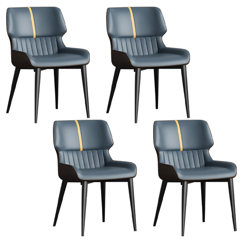 Contemporary Home Wingback Side Chair Matte Finish Leather Dining Chair