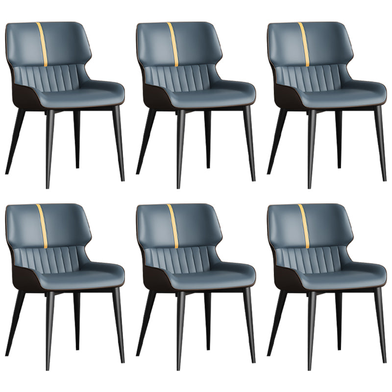 Contemporary Home Wingback Side Chair Matte Finish Leather Dining Chair