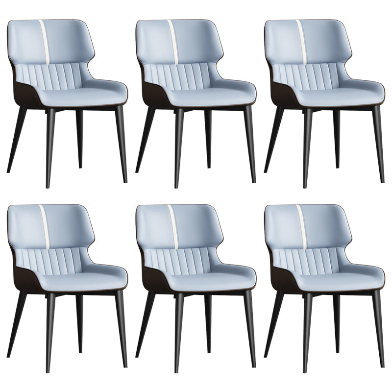 Contemporary Home Wingback Side Chair Matte Finish Leather Dining Chair