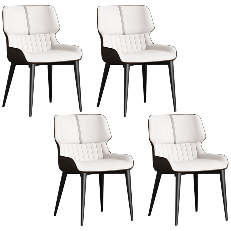 Contemporary Home Wingback Side Chair Matte Finish Leather Dining Chair