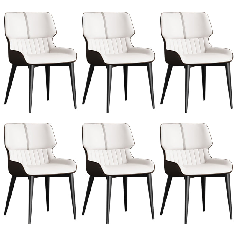 Contemporary Home Wingback Side Chair Matte Finish Leather Dining Chair