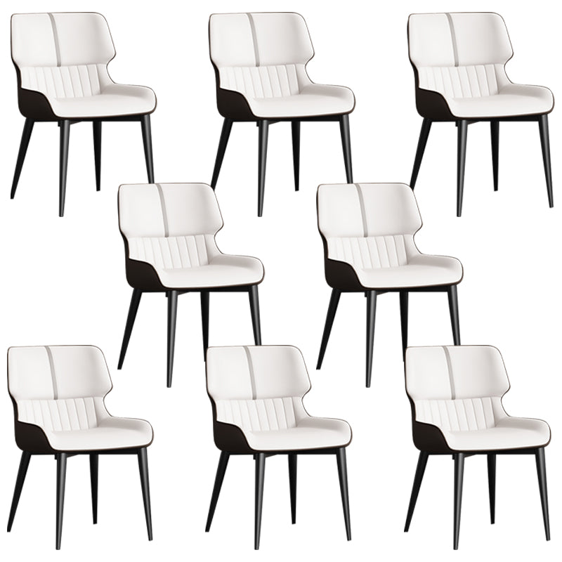 Contemporary Home Wingback Side Chair Matte Finish Leather Dining Chair