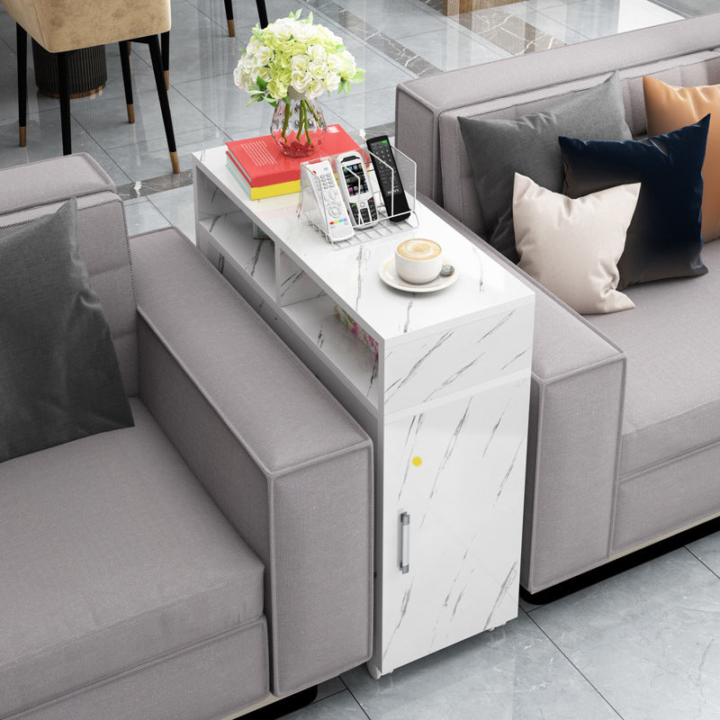 Contemporary Rectangular End Table Wood Side Table with Storage