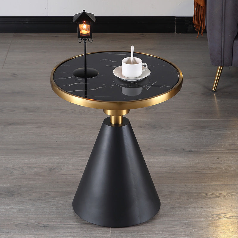 21.5" Tall Modern Round Side End Table with Metal Pedestal Base