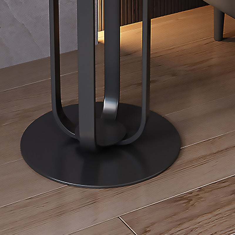 21.65-inch Tall Round Side Glam Metal Frame Stone Top Sofa Side End Table