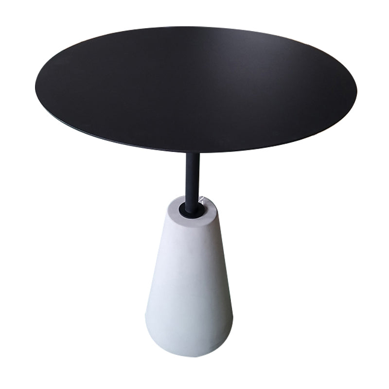 Pedestal Antique Finish End Table, Glossy Contemporary Side Table