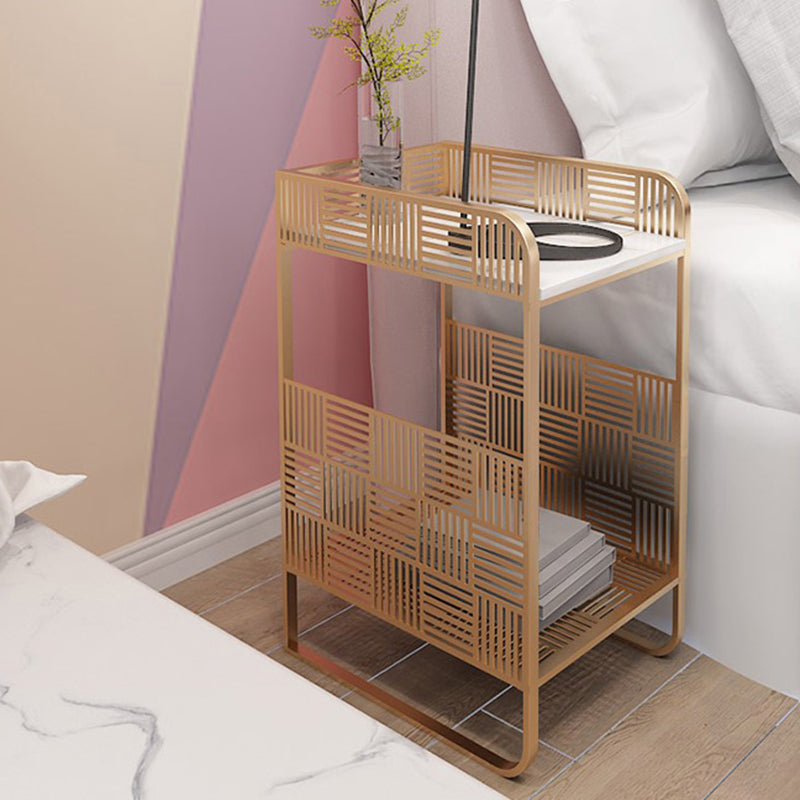 19.69" Tall Stone/Iron Nightstand Contemporary 1 - Shelf Night Stand