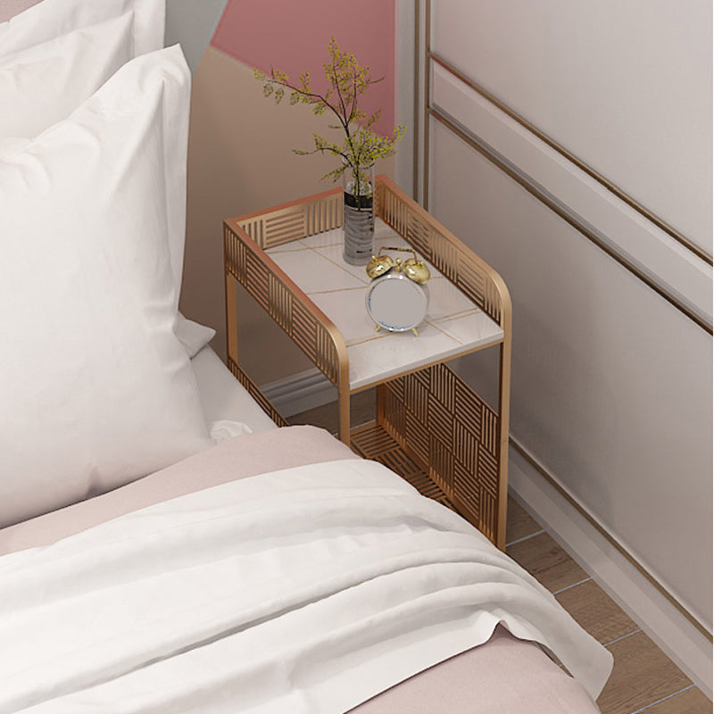 19.69" Tall Stone/Iron Nightstand Contemporary 1 - Shelf Night Stand