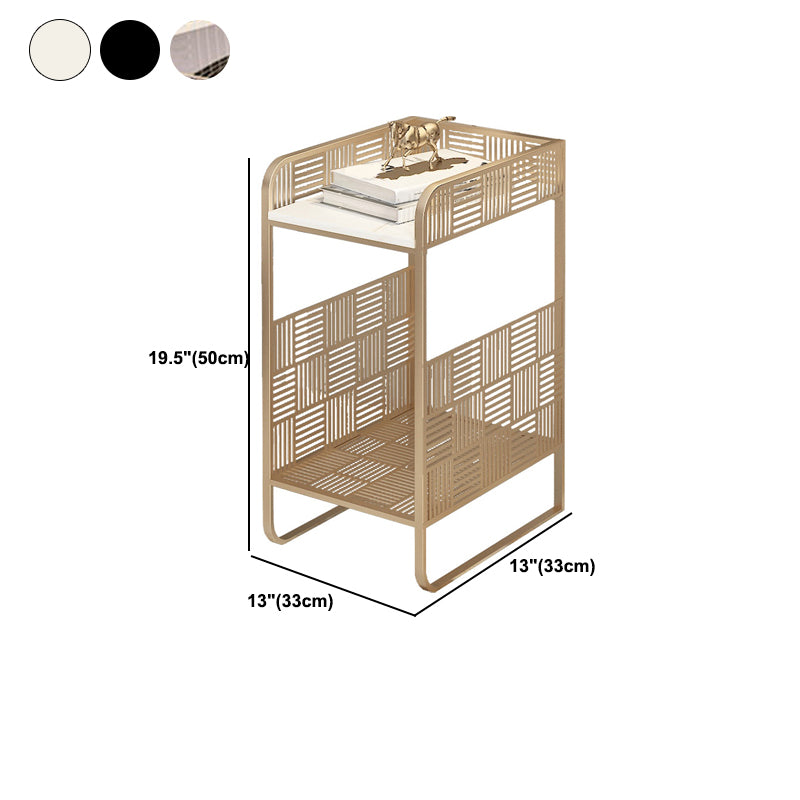 19.69" Tall Stone/Iron Nightstand Contemporary 1 - Shelf Night Stand