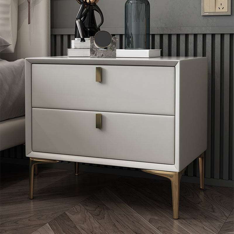 2 Drawer Solid Wood Modern Night Table Drawer Storage Bed Nightstand