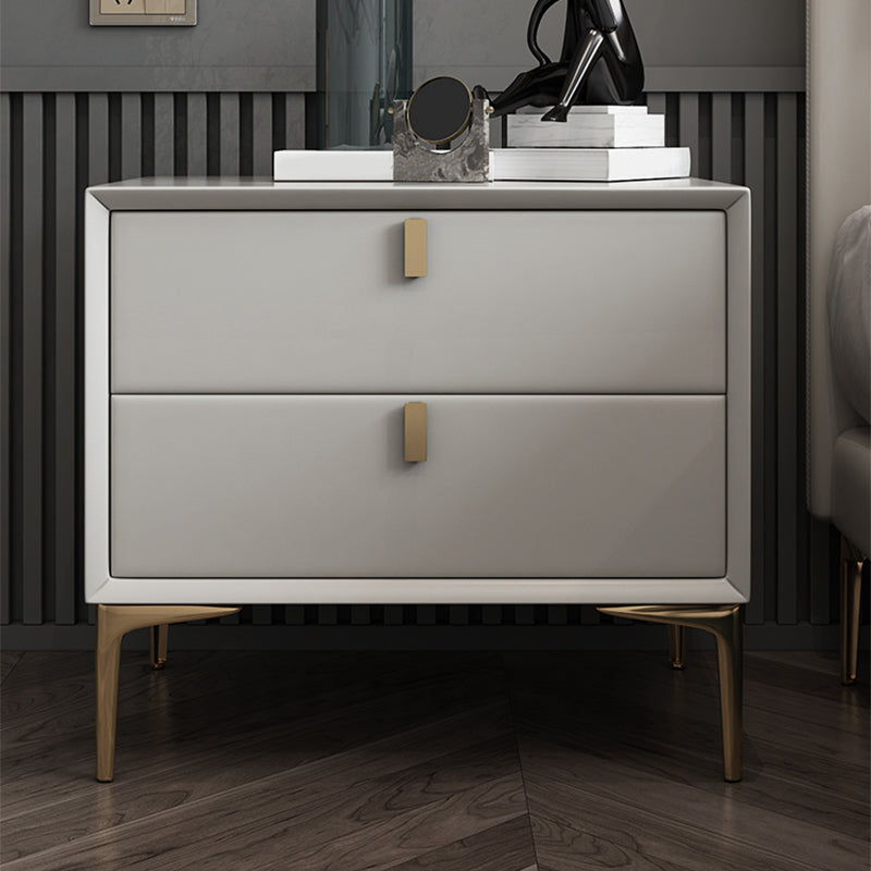 2 Drawer Solid Wood Modern Night Table Drawer Storage Bed Nightstand