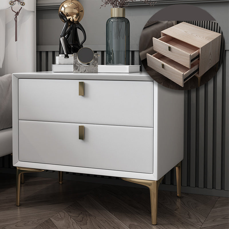 2 Drawer Solid Wood Modern Night Table Drawer Storage Bed Nightstand