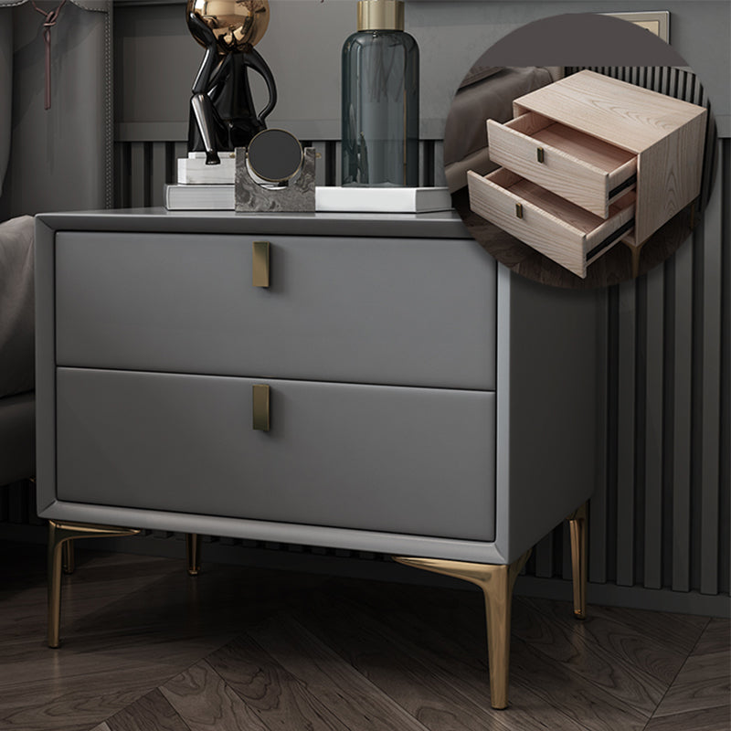 2 Drawer Solid Wood Modern Night Table Drawer Storage Bed Nightstand