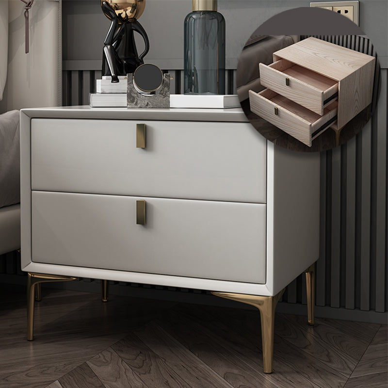 2 Drawer Solid Wood Modern Night Table Drawer Storage Bed Nightstand