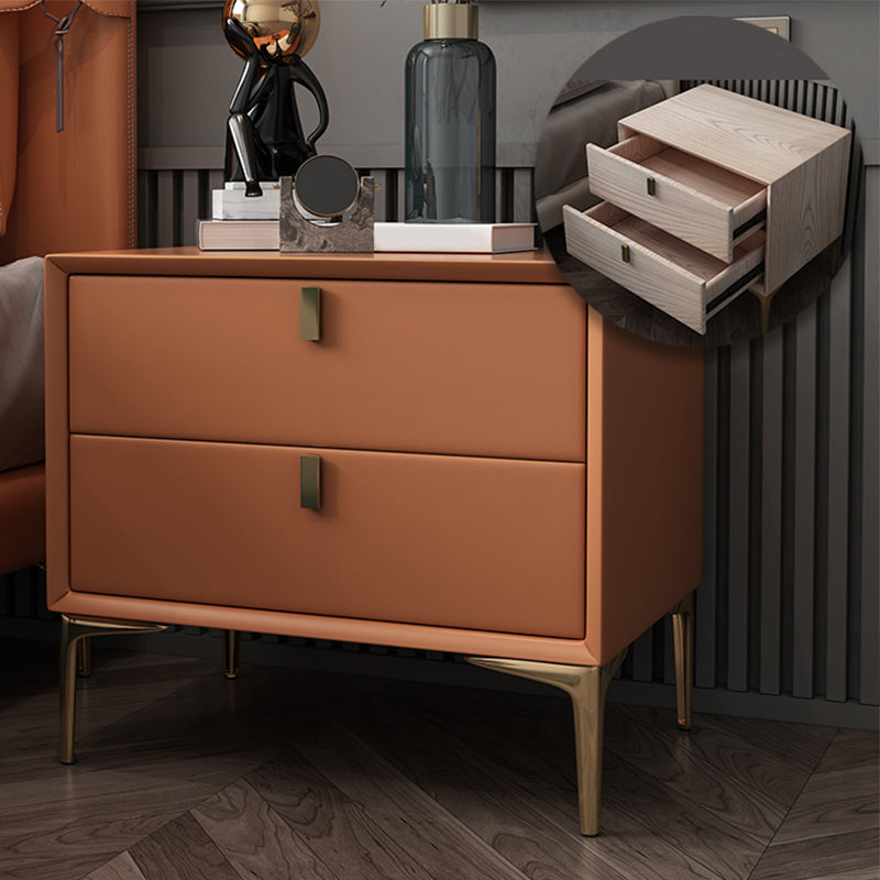 2 Drawer Solid Wood Modern Night Table Drawer Storage Bed Nightstand