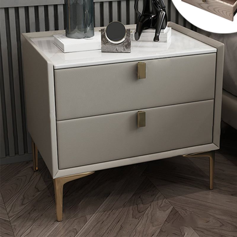 2 Drawer Solid Wood Modern Night Table Drawer Storage Bed Nightstand