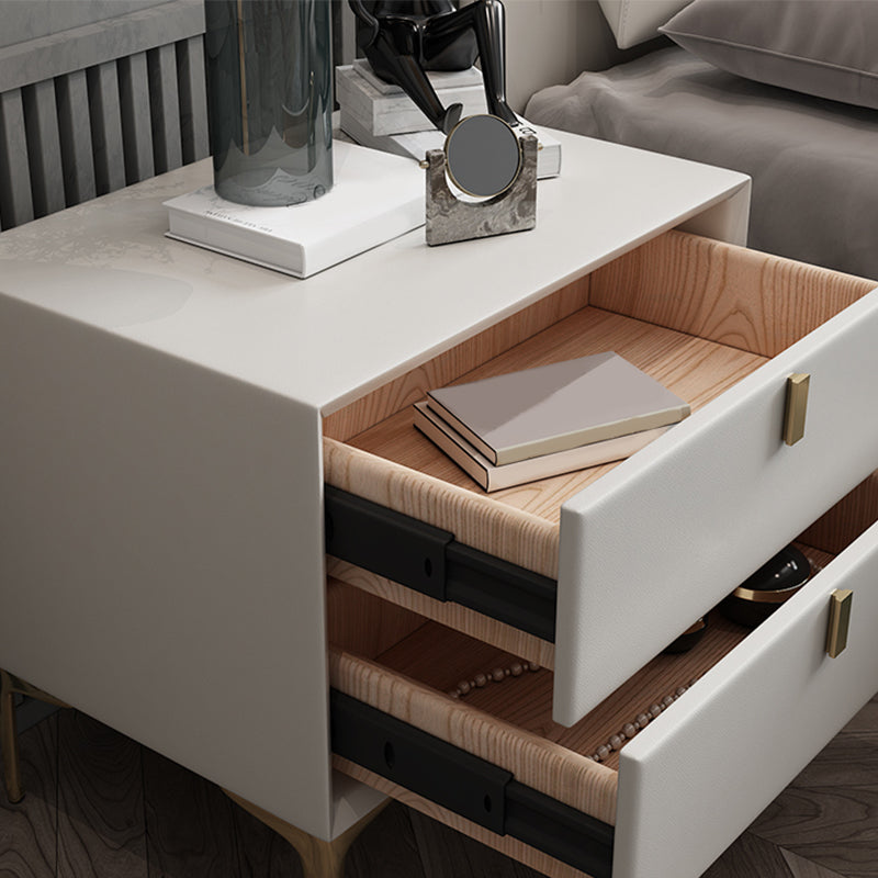2 Drawer Solid Wood Modern Night Table Drawer Storage Bed Nightstand