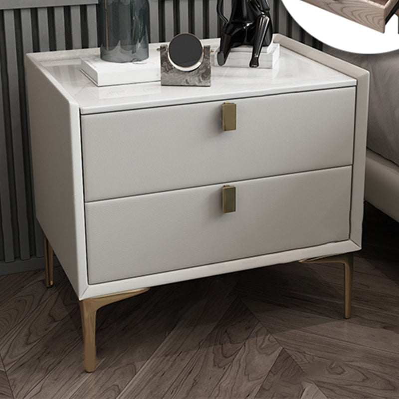 2 Drawer Solid Wood Modern Night Table Drawer Storage Bed Nightstand