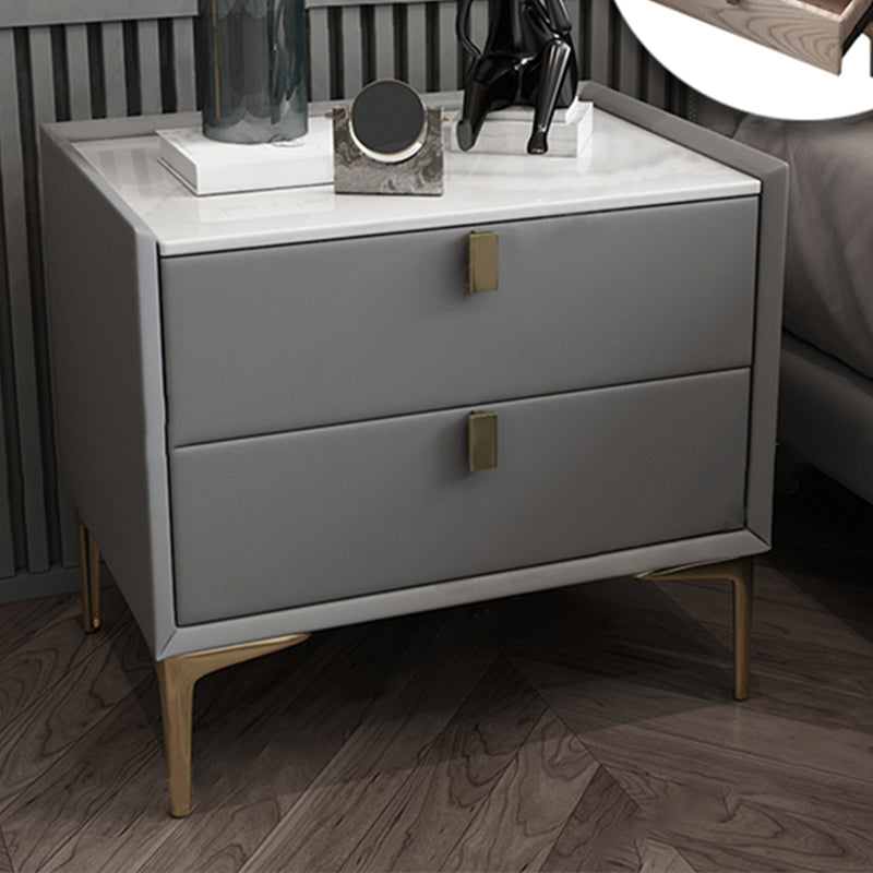 2 Drawer Solid Wood Modern Night Table Drawer Storage Bed Nightstand