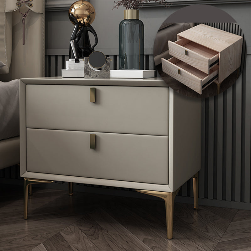 2 Drawer Solid Wood Modern Night Table Drawer Storage Bed Nightstand