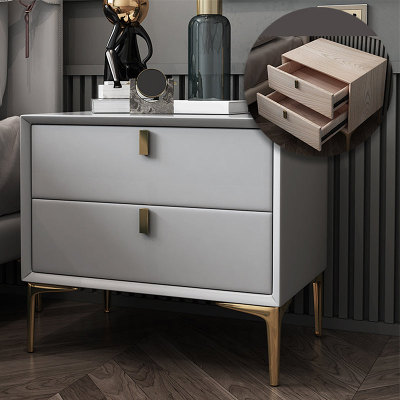 2 Drawer Solid Wood Modern Night Table Drawer Storage Bed Nightstand