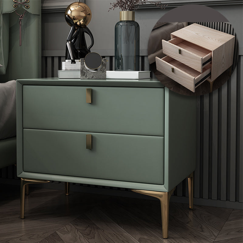 2 Drawer Solid Wood Modern Night Table Drawer Storage Bed Nightstand