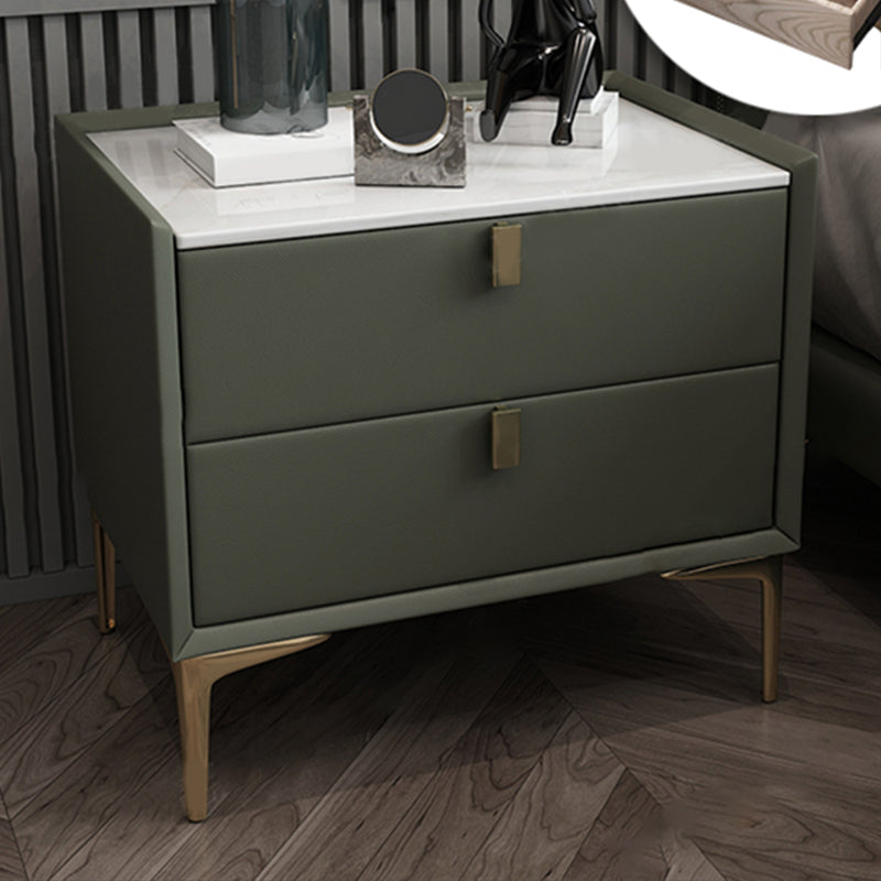 2 Drawer Solid Wood Modern Night Table Drawer Storage Bed Nightstand