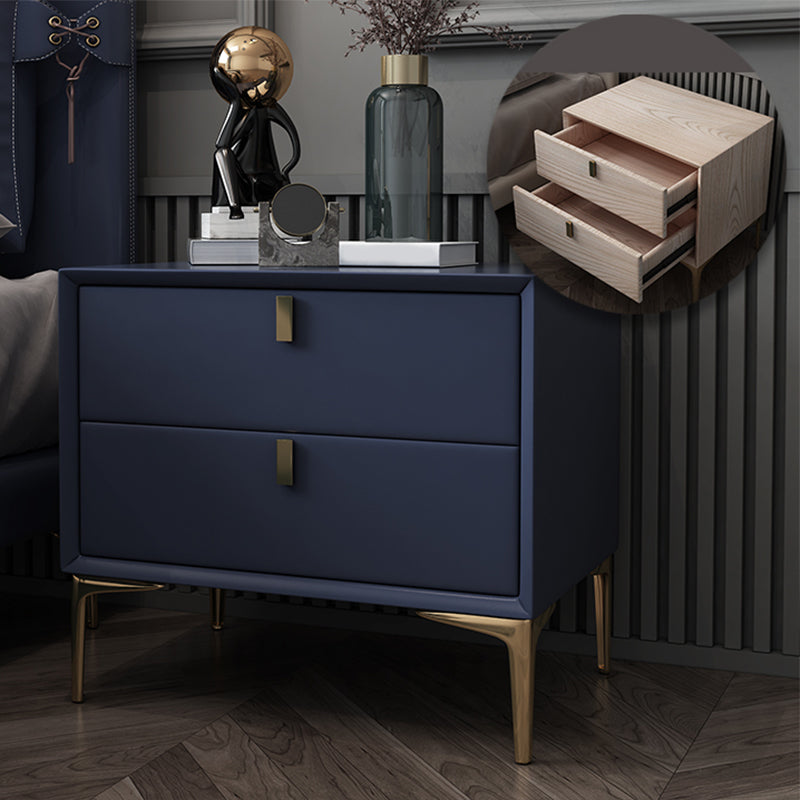 2 Drawer Solid Wood Modern Night Table Drawer Storage Bed Nightstand