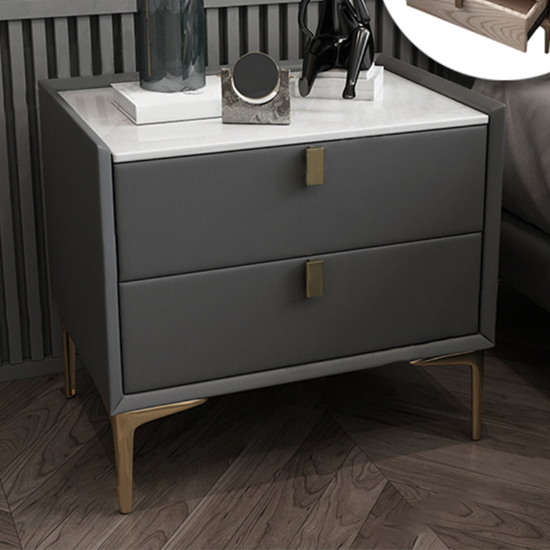 2 Drawer Solid Wood Modern Night Table Drawer Storage Bed Nightstand